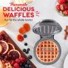 DASH Deluxe Mini Maker for Individual Waffles, Hash Browns, Keto Chaffles with Included Brush and Cord Wrap, and Easy to Clean Non-Stick Surfaces, 4 Inch, Dream Blue(Storm Grey)