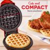 DASH Mini Waffle Maker (2 Pack) for Individual Waffles Hash Browns, Keto Chaffles with Easy to Clean, Non-Stick Surfaces, 4 Inch, Black(Red)