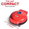 DASH Mini Waffle Maker Machine for Individuals, Paninis, Hash Browns, & Other On the Go Breakfast, Lunch, or Snacks, with Easy to Clean, Non-Stick Sides, Black Skull 4 Inch(Red Love Heart)