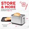 DASH SmartStore 2-Slice Toaster – Compact Design with 5 Browning Levels & Storage Lid, Extra-Wide Slot Large Toaster, 1-Touch Bagel & +15 Seconds Functions – Easy Clean Up Crumb Tray (Black)(Black)