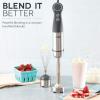 Dash Chef Series Immersion Hand Blender, 5 Speed Stick Blender with Stainless Steel Blades, Whisk Attachment and Recipe Guide – Aqua(Cool Grey)