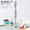 Dash Chef Series Immersion Hand Blender, 5 Speed Stick Blender with Stainless Steel Blades, Whisk Attachment and Recipe Guide – Aqua(Pink)