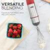 Dash Chef Series Immersion Hand Blender, 5 Speed Stick Blender with Stainless Steel Blades, Whisk Attachment and Recipe Guide – Aqua(Red)