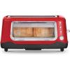 DASH Clear View Toaster: Extra Wide Slot Toaster with See Through Window – Defrost, Reheat + Auto Shut Off Feature for Bagels, Specialty Breads & other Baked Goods – Grey(Red)
