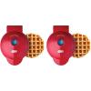 DASH Mini Waffle Maker (2 Pack) for Individual Waffles Hash Browns, Keto Chaffles with Easy to Clean, Non-Stick Surfaces, 4 Inch, Black(Red)