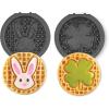 DASH Multimaker Mini System Two 4” Nonstick Removable Waffle Plates (Gingerbread & Snowflake) – 2Pc Plate Pack for Waffle Iron & Griddle, Compatible with Dash MultiMaker Mini System, Nonstick Surface(Bunny & Shamrock)