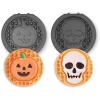 DASH Multimaker Mini System Two 4” Nonstick Removable Waffle Plates (Gingerbread & Snowflake) – 2Pc Plate Pack for Waffle Iron & Griddle, Compatible with Dash MultiMaker Mini System, Nonstick Surface(Skull & Jack-O-Lantern)