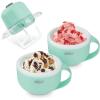 DASH My Mug Ice Cream Maker Machine (Aqua): Multi-Purpose Soft Serve Ice Cream Machine with (2) Bowls for Homemade Gelato, Sorbet, Frozen Yogurt, Built-In Ingredient Chute, Easy to Clean and Store(2 Bowls)