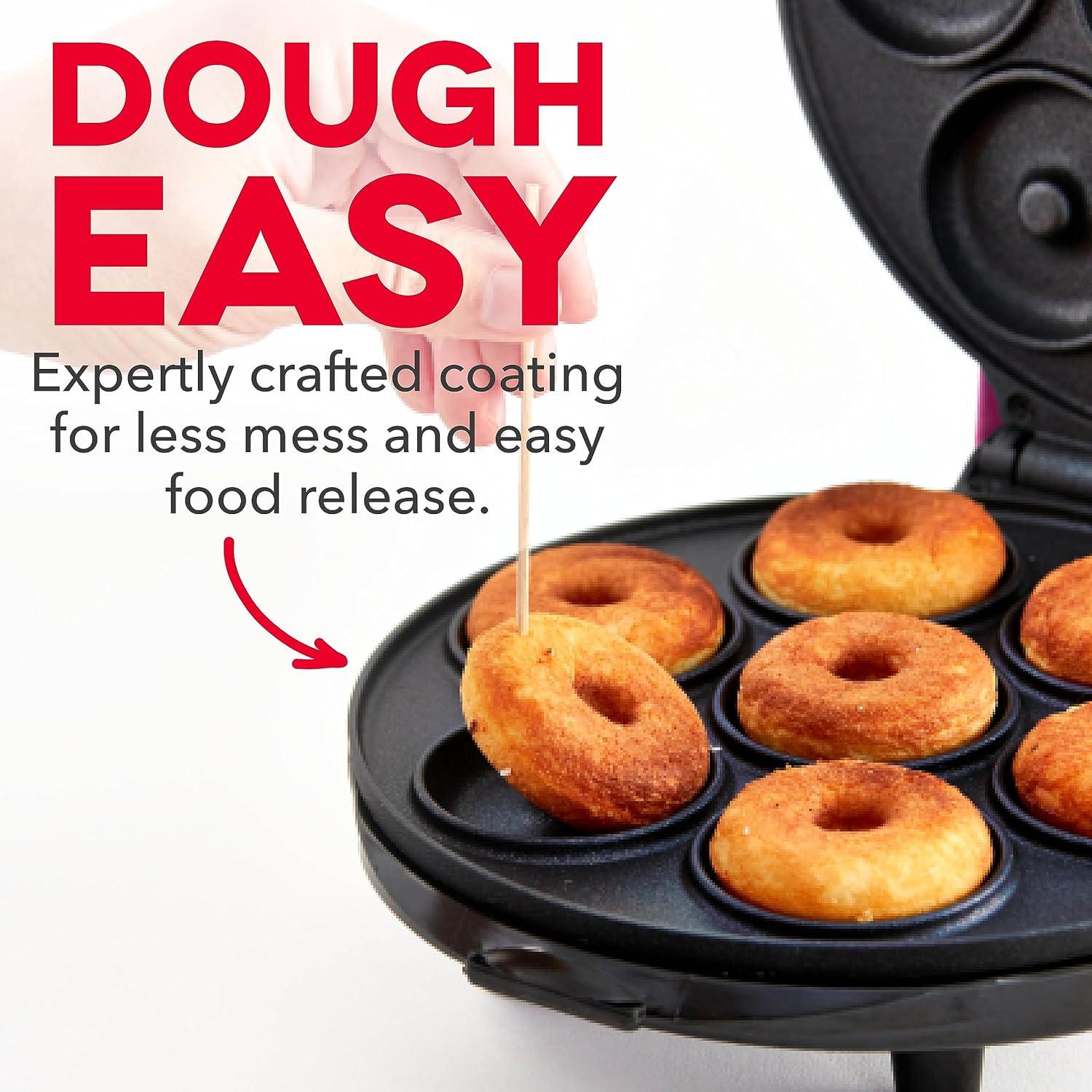 imageDASH Mini Donut Maker Machine for KidFriendly Breakfast Snacks Desserts ampamp More with Nonstick Surface Makes 7 Doughnuts  AquaWhite