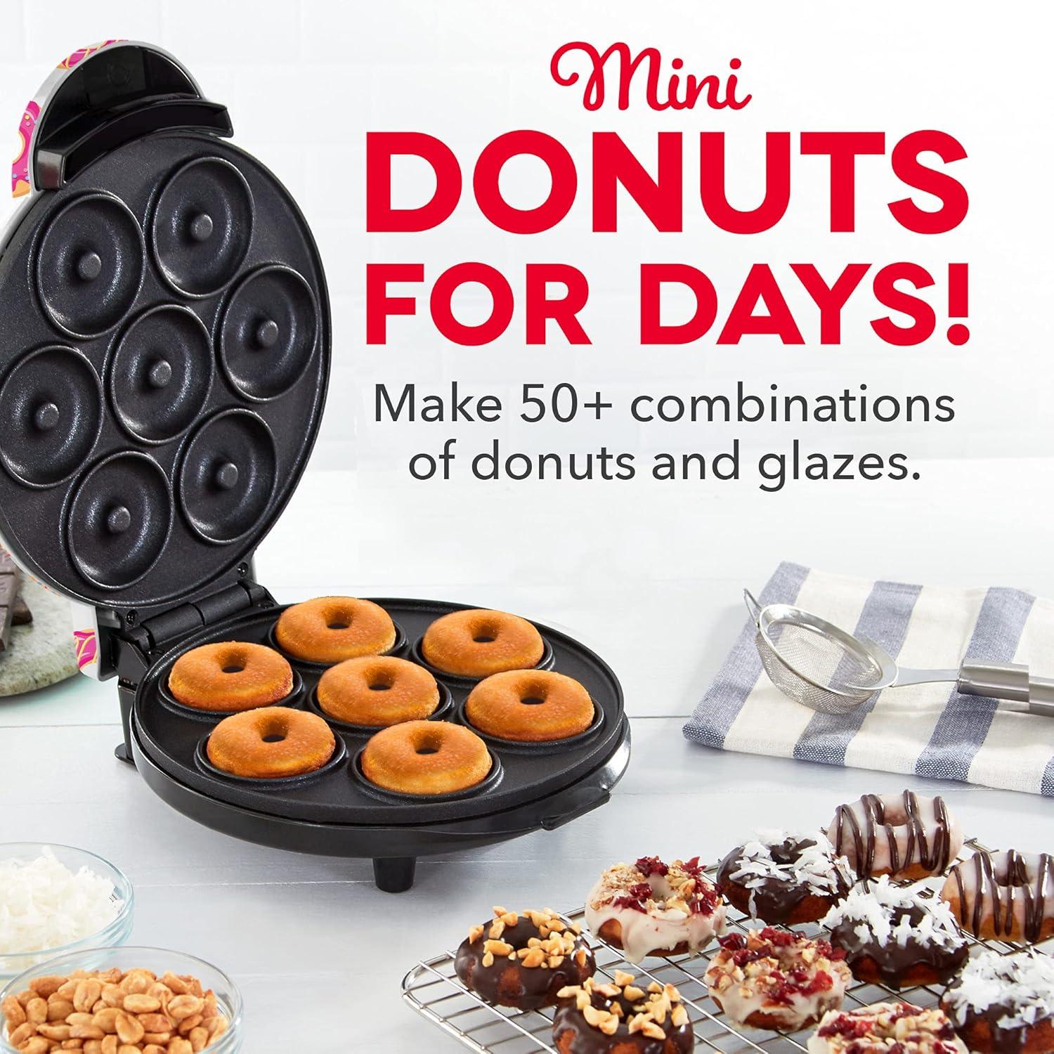 imageDASH Mini Donut Maker Machine for KidFriendly Breakfast Snacks Desserts ampamp More with Nonstick Surface Makes 7 Doughnuts  AquaWhite