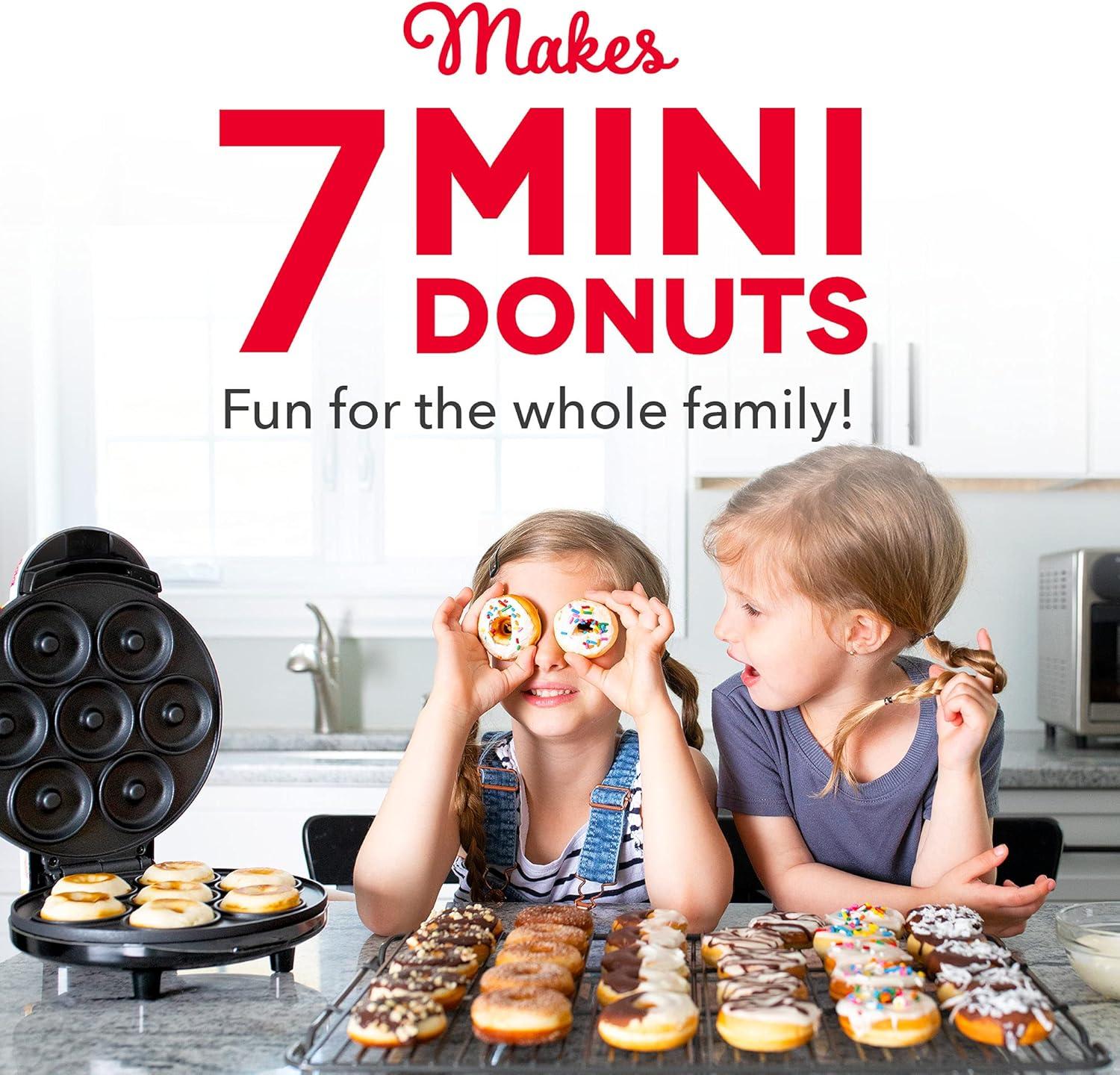 imageDASH Mini Donut Maker Machine for KidFriendly Breakfast Snacks Desserts ampamp More with Nonstick Surface Makes 7 Doughnuts  AquaWhite