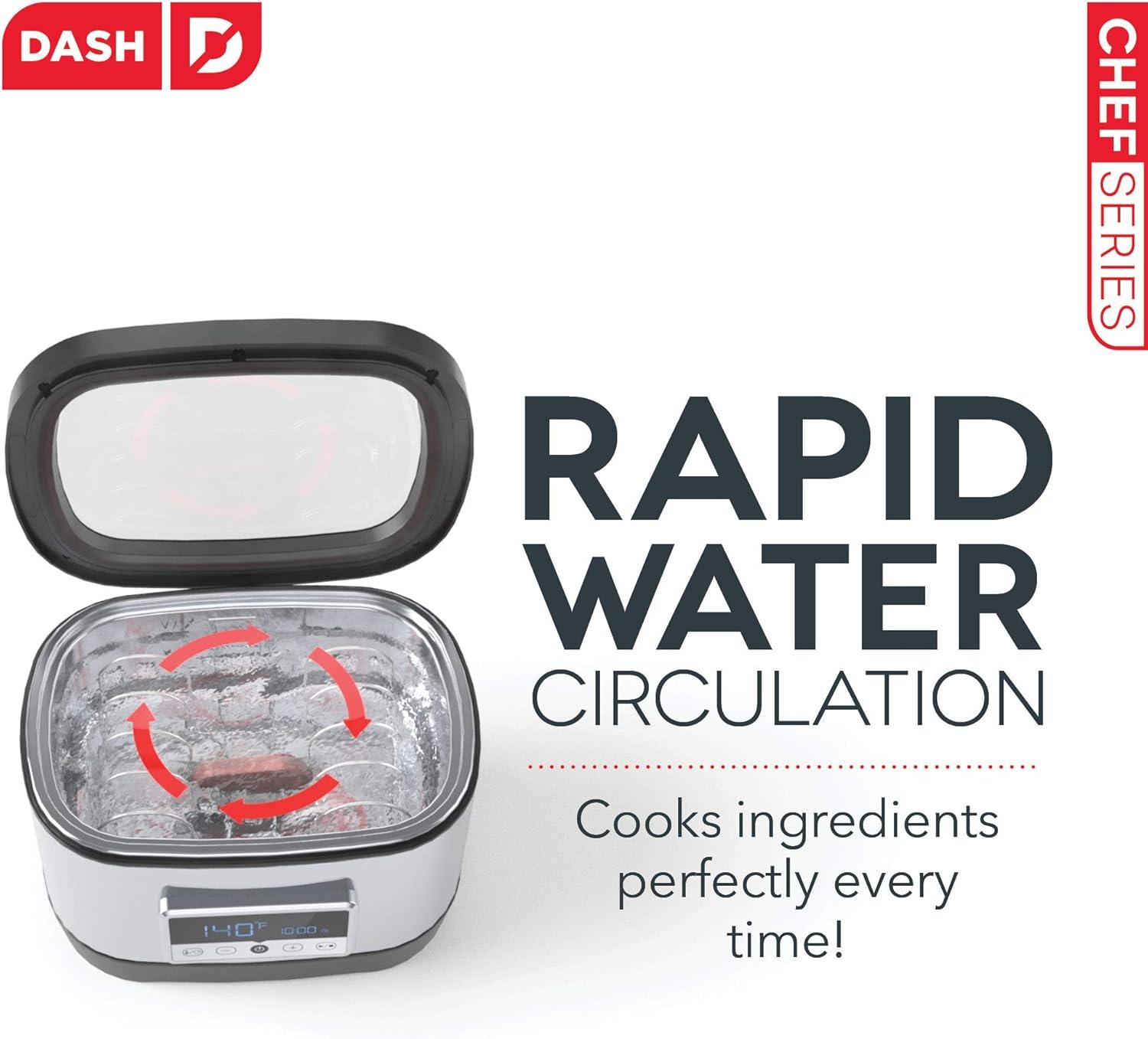 imageDash Chef Series Stainless Steel Sous Vide Temperature Control For SteakPoultrySeafoodVegetables with Timer ampamp Vacuum Bags  Pump Included 85 QuartSous Vide