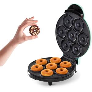DASH Mini Donut Maker Machine for Kid-Friendly Breakfast, Snacks, Desserts & More with Non-stick Surface, Makes 7 Doughnuts – Aqua(Aqua)