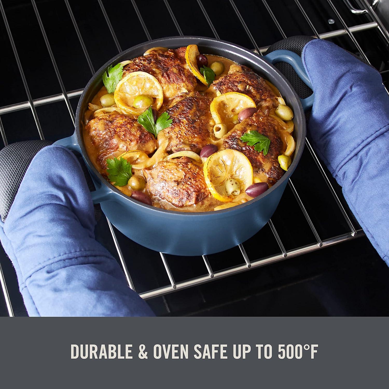 imageDASH Zakarian by DASH 45 Qt Nonstick Cast Iron Dutch Oven Titanium Ceramic Nonstick Pot with Lid and Handles BlueBlue