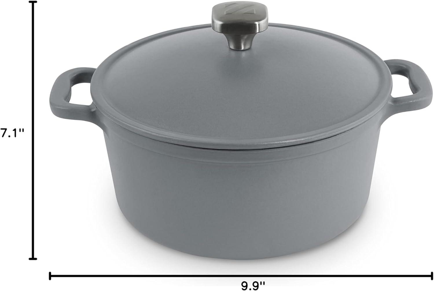 imageDASH Zakarian by DASH 45 Qt Nonstick Cast Iron Dutch Oven Titanium Ceramic Nonstick Pot with Lid and Handles BlueGrey