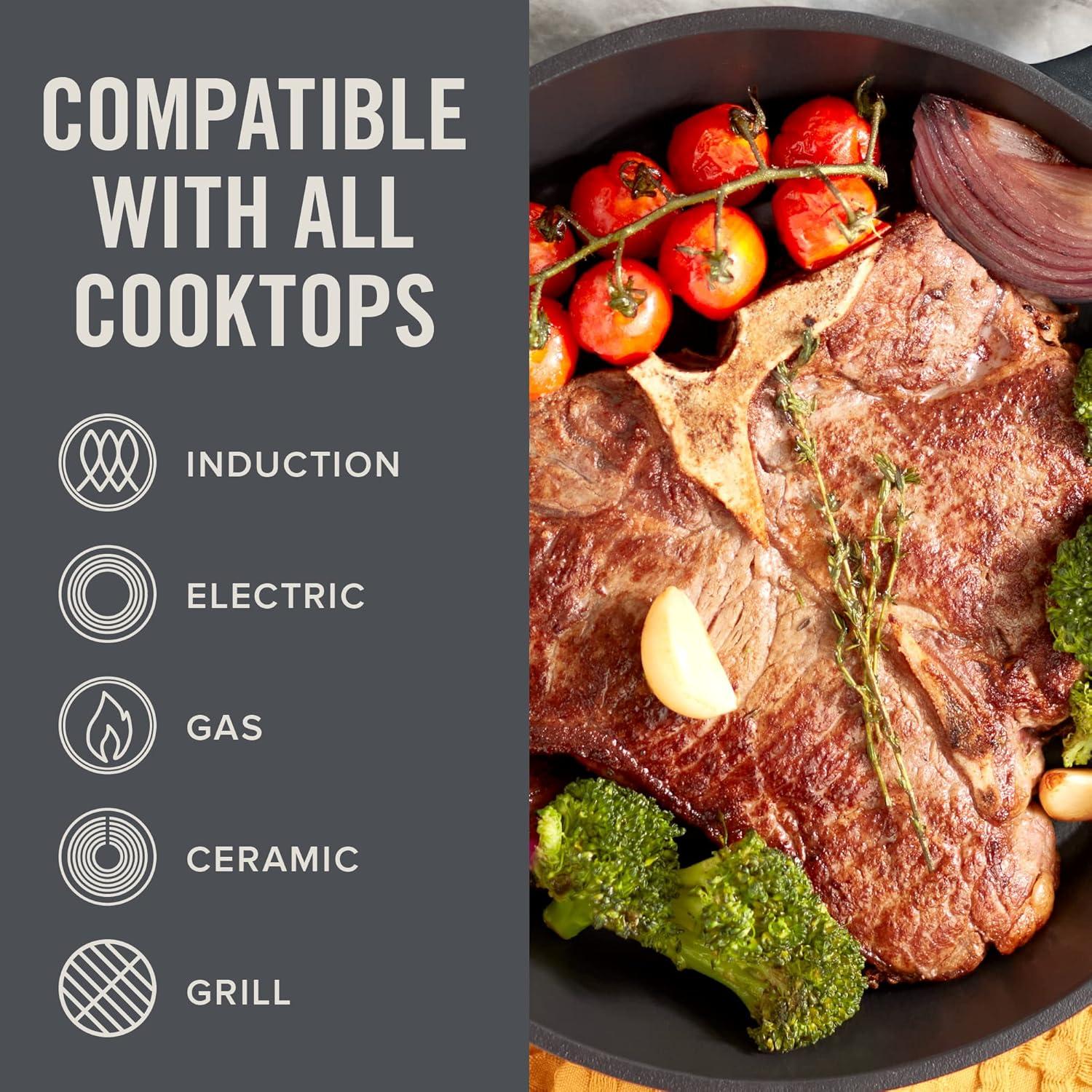 imageDASH Zakarian by Dash 11quot Nonstick Cast Iron Grilling ampamp Roasting Pan for Vegetables Meats Seafood ampamp More  BlackGray