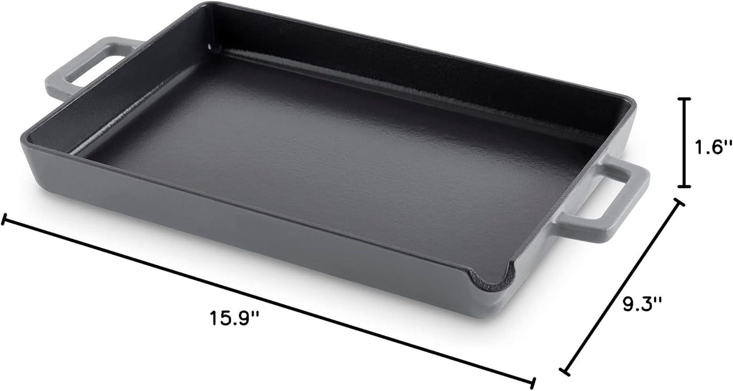 imageDASH Zakarian by Dash 9quotx13quot Nonstick Cast Iron Pan with Pour Spout and Removable Silicone Grips for Searing Baking Broiling Grilling and more  GreyGray