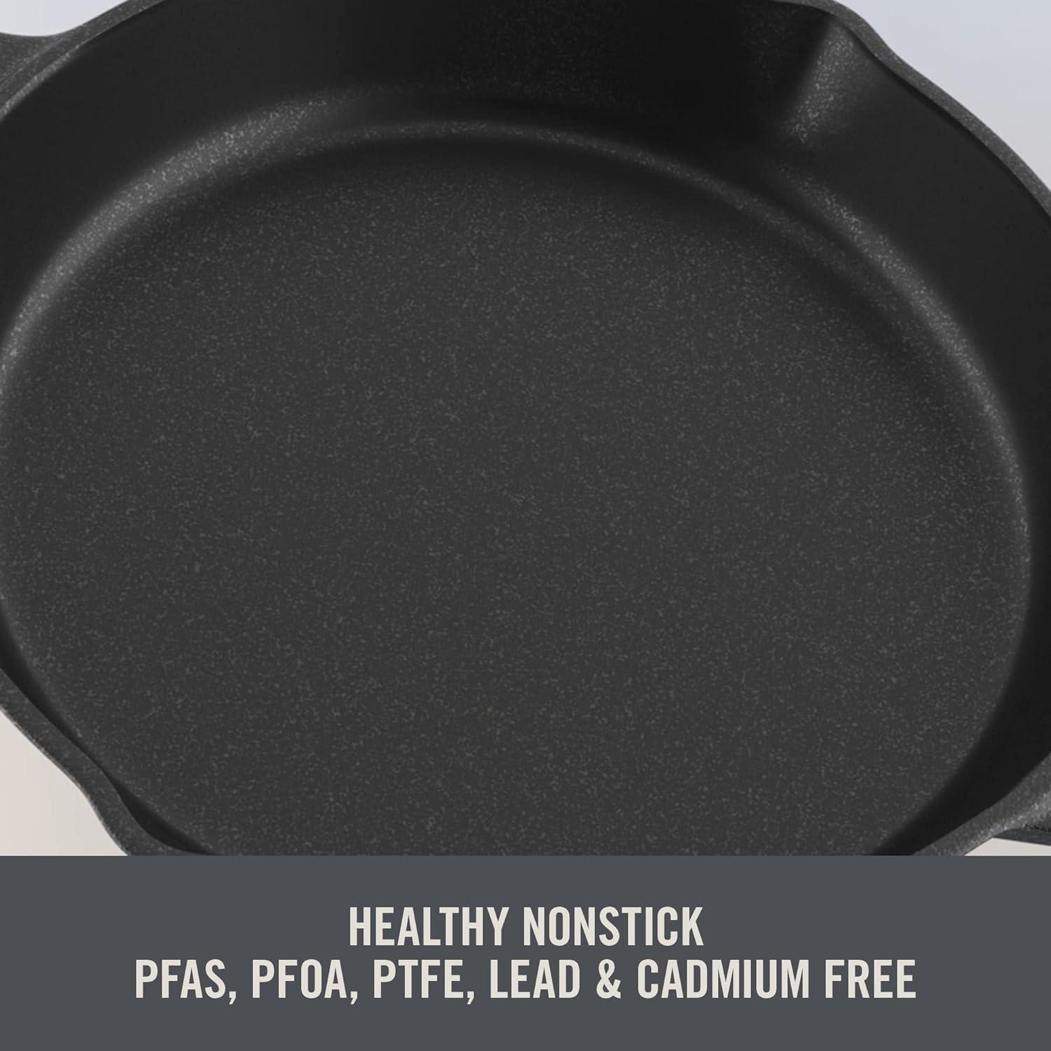 imageDASH Zakarian by Dash 9quotx13quot Nonstick Cast Iron Pan with Pour Spout and Removable Silicone Grips for Searing Baking Broiling Grilling and more  GreyGray