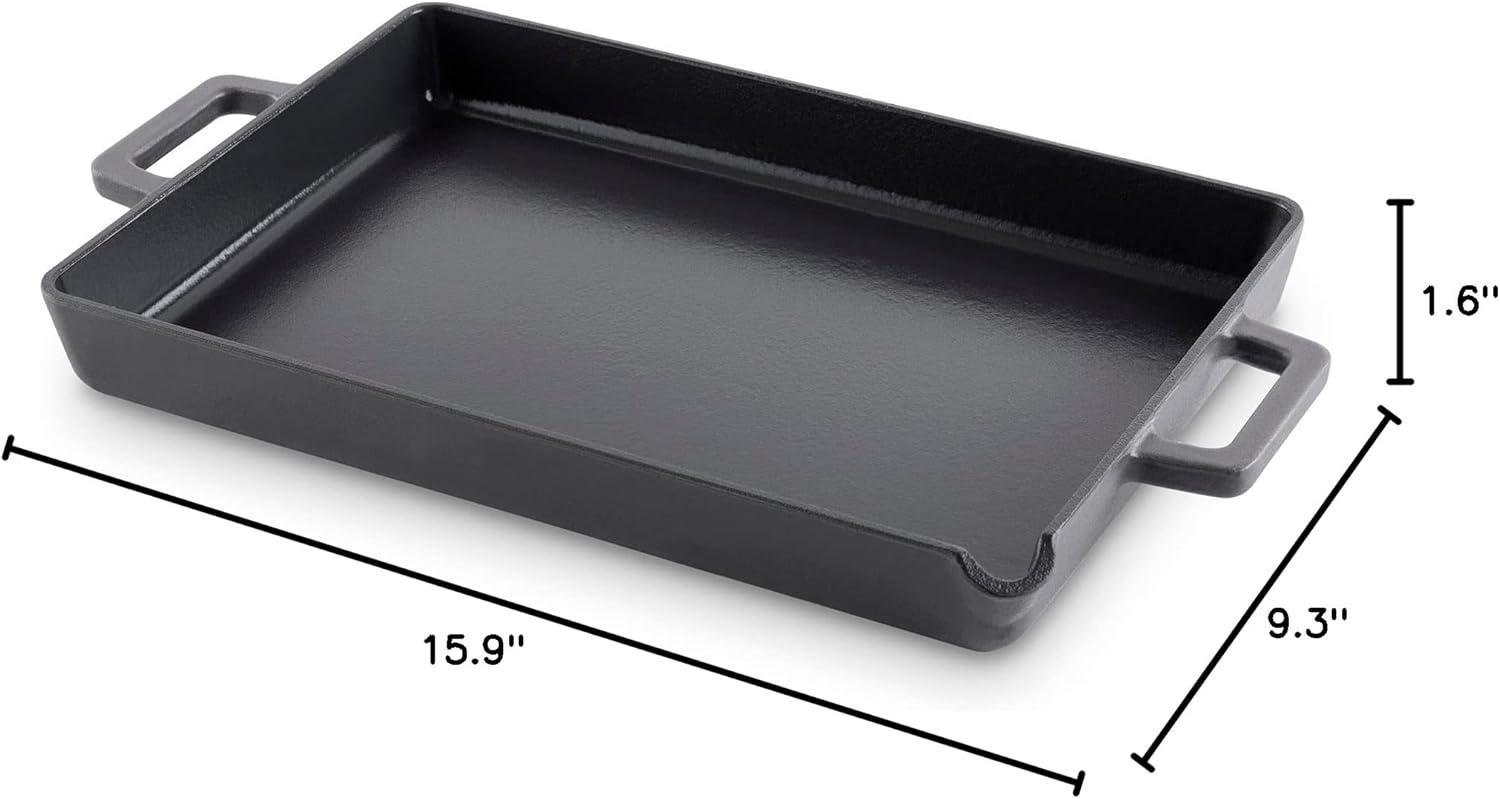 imageDASH Zakarian by Dash 9quotx13quot Nonstick Cast Iron Pan with Pour Spout and Removable Silicone Grips for Searing Baking Broiling Grilling and more  GreyBlack