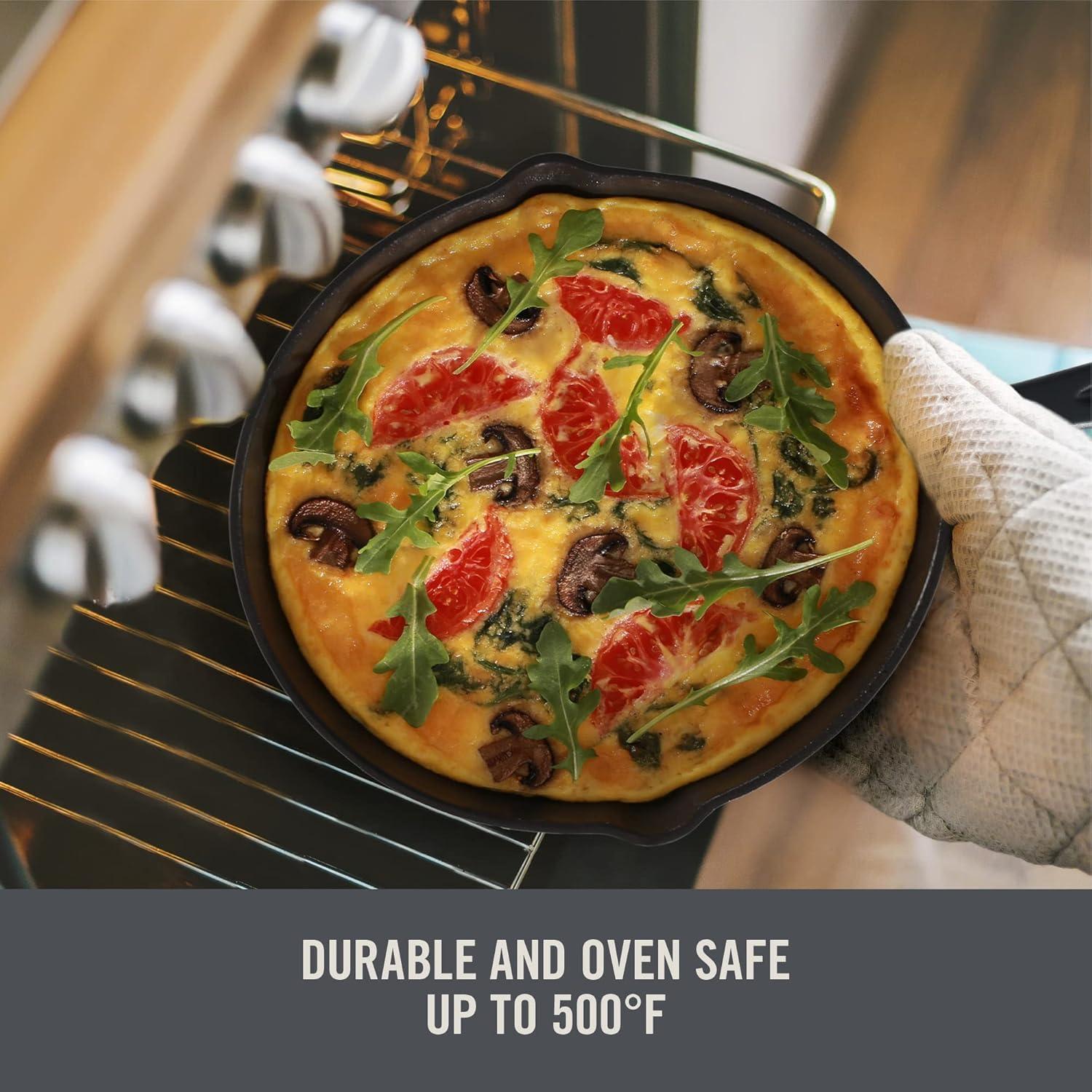 imageZakarian by Dash 95 Inch Small Nonstick Cast Iron Skillet Titanium Ceramic Coated Frying Pan BlueBlack