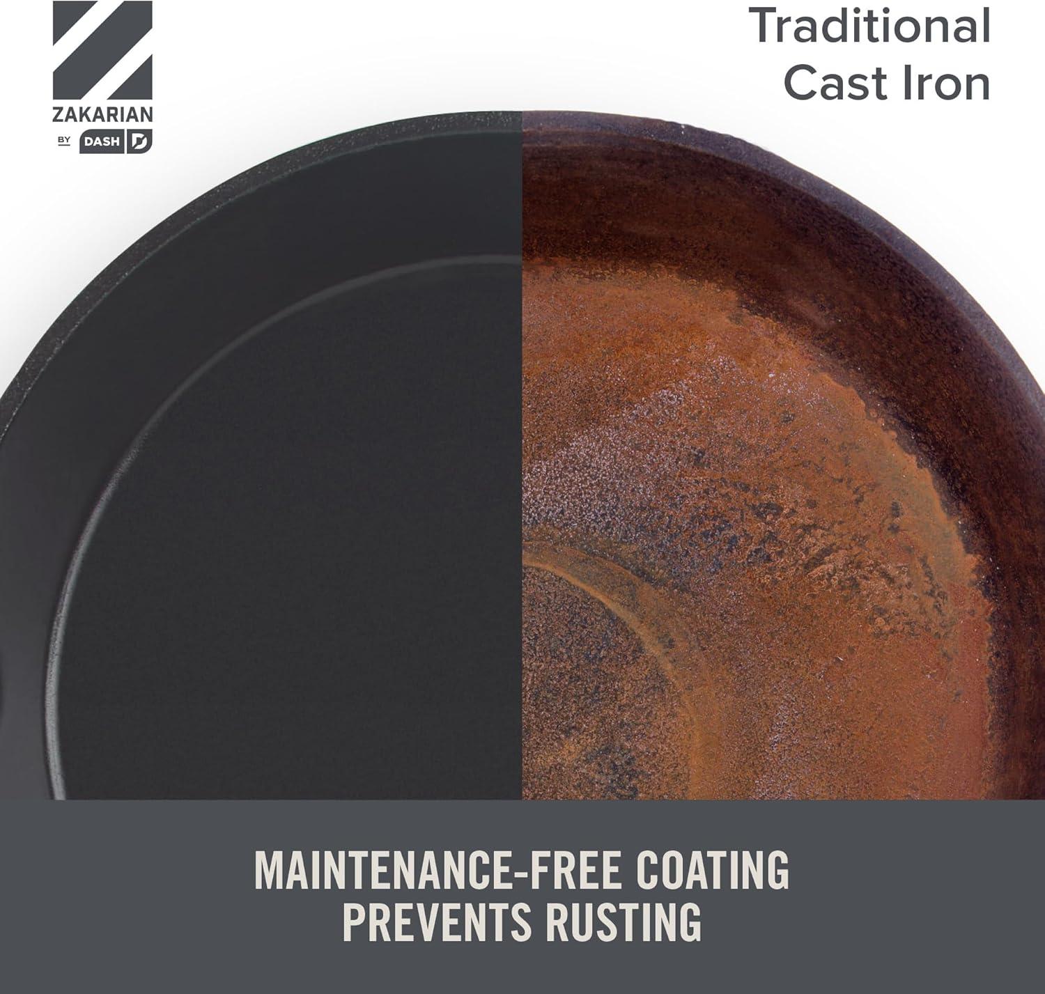 imageZakarian by Dash 95 Inch Small Nonstick Cast Iron Skillet Titanium Ceramic Coated Frying Pan BlueCranberry