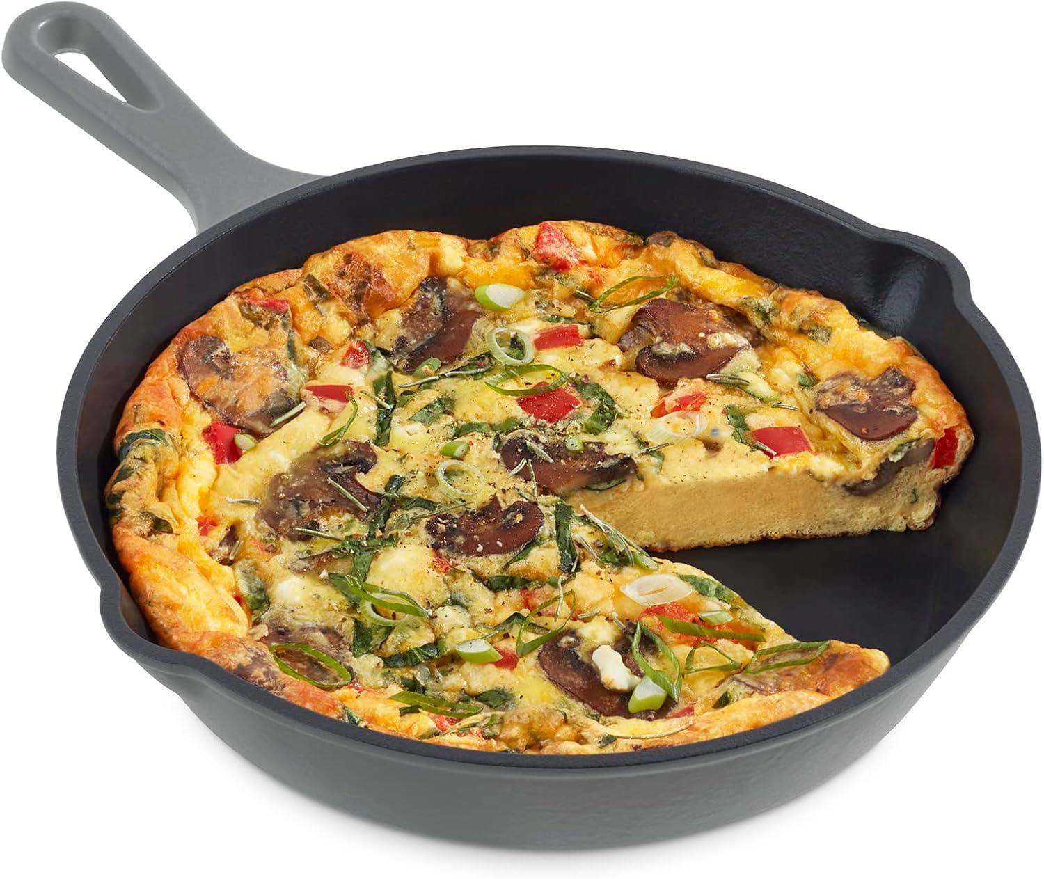 imageZakarian by Dash 95 Inch Small Nonstick Cast Iron Skillet Titanium Ceramic Coated Frying Pan BlueGray