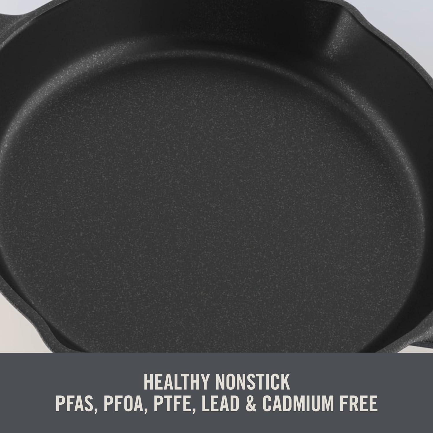 imageZakarian by Dash 95 Inch Small Nonstick Cast Iron Skillet Titanium Ceramic Coated Frying Pan BlueZakarian Blue