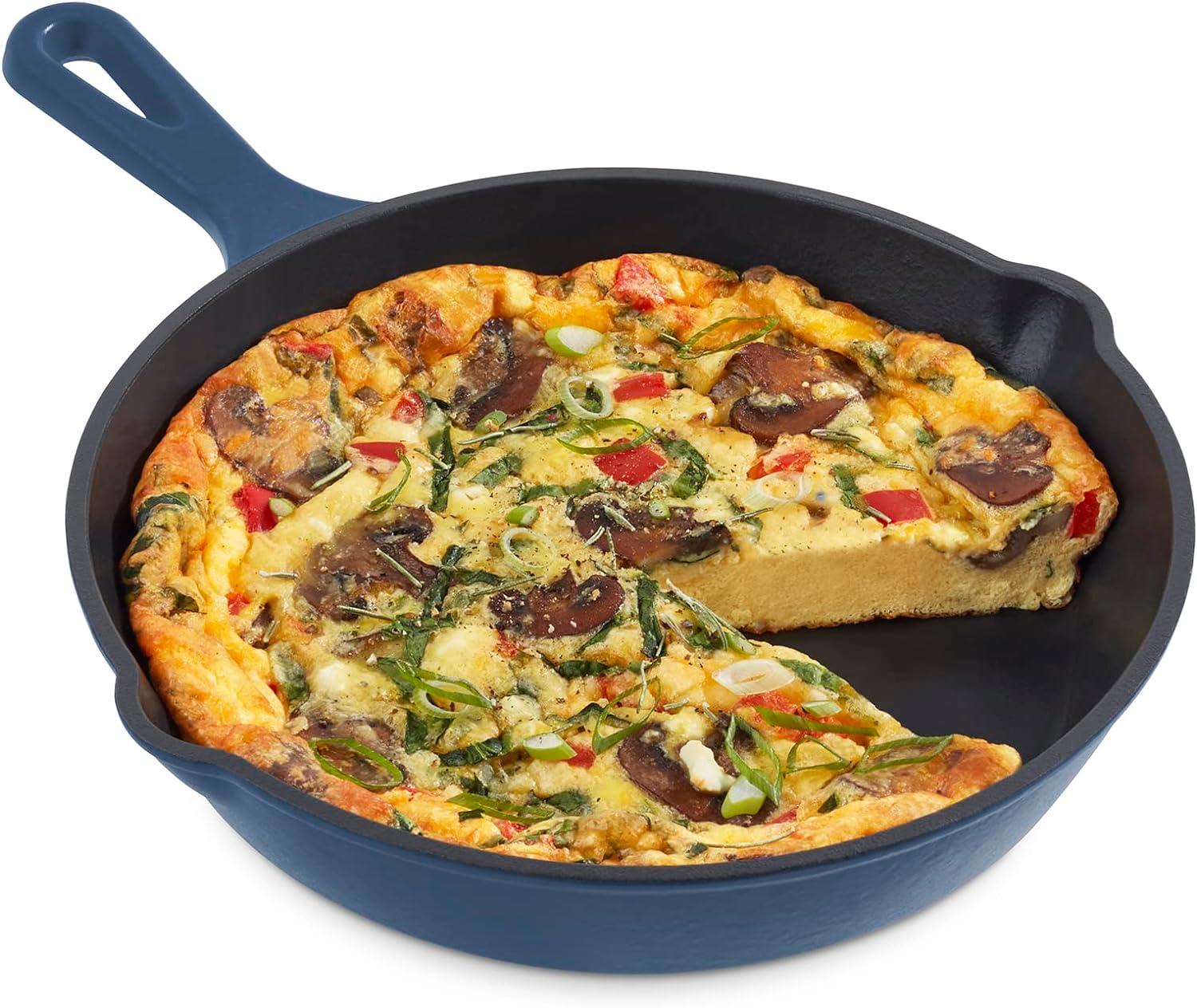 imageZakarian by Dash 95 Inch Small Nonstick Cast Iron Skillet Titanium Ceramic Coated Frying Pan BlueZakarian Blue