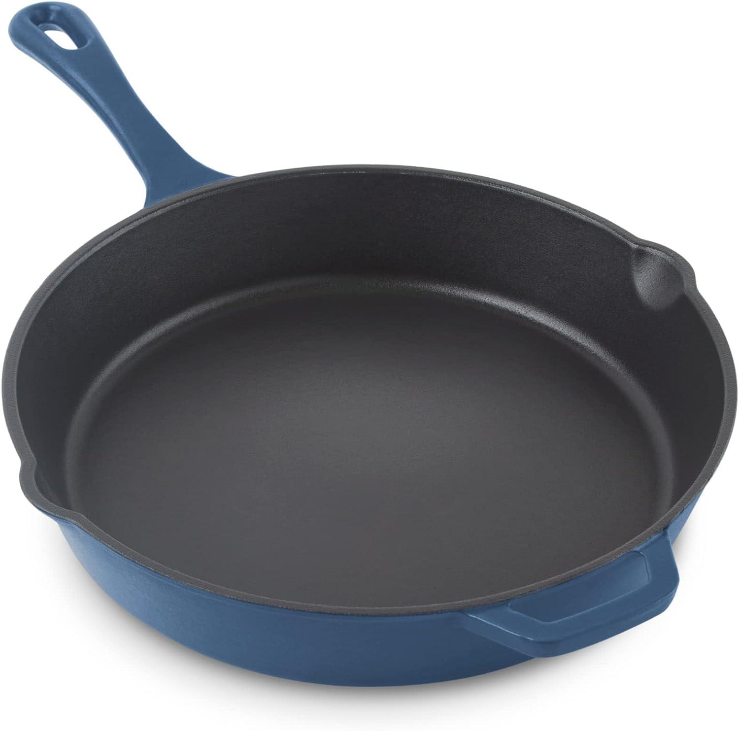 imageZakarian by Dash 95 Inch Small Nonstick Cast Iron Skillet Titanium Ceramic Coated Frying Pan BlueZakarian Blue