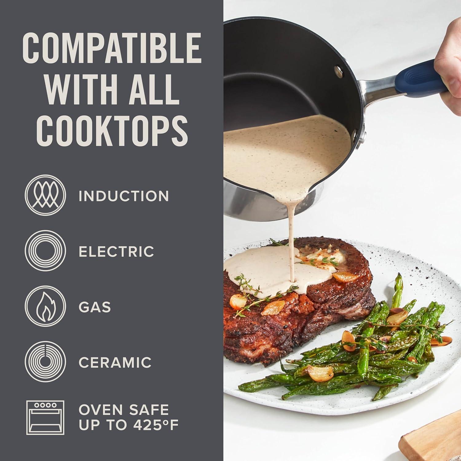 imageZakarian by Dash Trupro Nonstick Stainless Steel 6pc Stacking Sauce Pan Set  BlackBlue