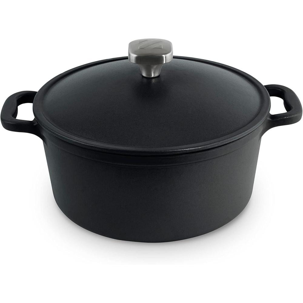 imageDASH Zakarian by DASH 45 Qt Nonstick Cast Iron Dutch Oven Titanium Ceramic Nonstick Pot with Lid and Handles BlueBlack