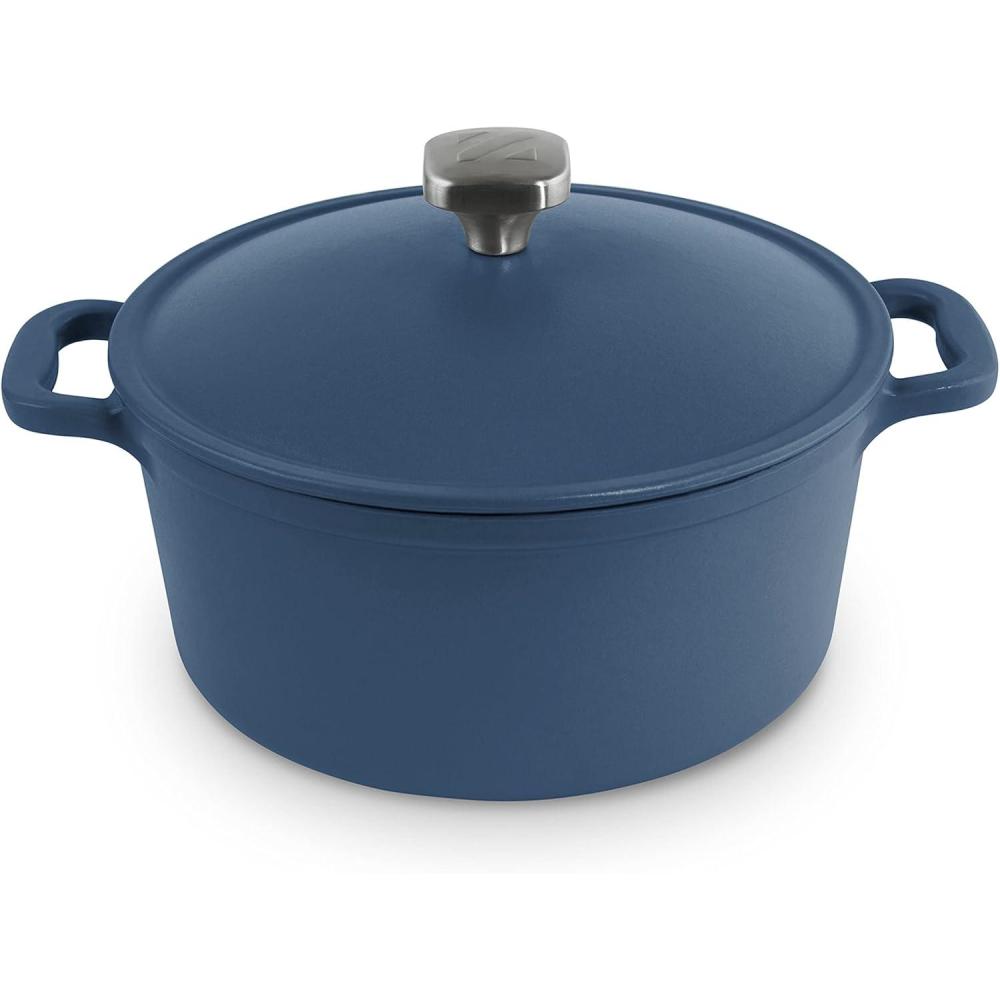 imageDASH Zakarian by DASH 45 Qt Nonstick Cast Iron Dutch Oven Titanium Ceramic Nonstick Pot with Lid and Handles BlueBlue