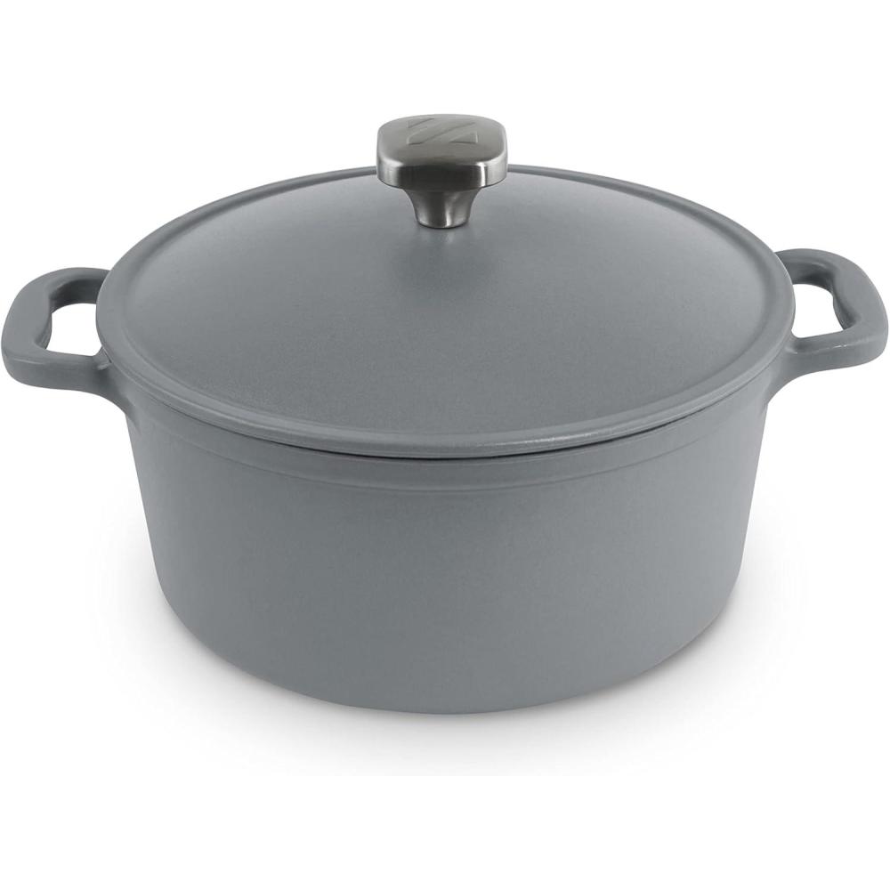 imageDASH Zakarian by DASH 45 Qt Nonstick Cast Iron Dutch Oven Titanium Ceramic Nonstick Pot with Lid and Handles BlueGrey