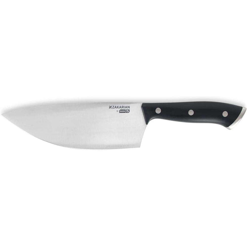 imageZakarian by Dash 7quot Chef Grade German Steel Rocking Chef Knife with Sheath for Chopping and Slicing  Black