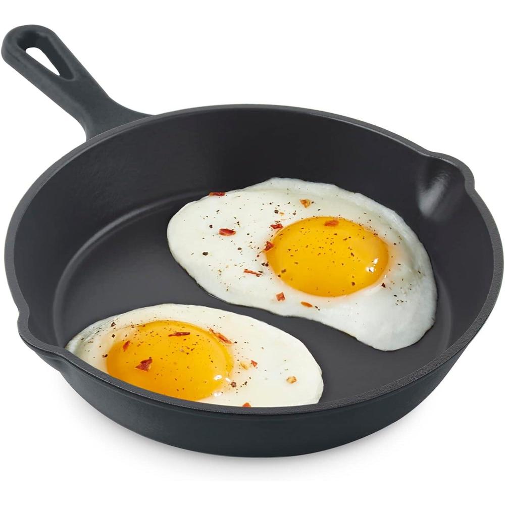 imageZakarian by Dash 95 Inch Small Nonstick Cast Iron Skillet Titanium Ceramic Coated Frying Pan BlueBlack