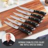 DASH Zakarian 6-Piece Steak Knife Set, Non-Serrated Full Tang German Steel Blade, Black(Black)