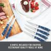 DASH Zakarian 6-Piece Steak Knife Set, Non-Serrated Full Tang German Steel Blade, Black(Blue)