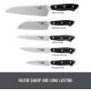 DASH Zakarian by DASH 11-Piece German Steel Kitchen Knife Set with 7″ Chef, 5″ Santoku, 5″ Serrated Utility, 3.5″ Paring, 6 Steak Knives and Magnetic Bamboo Knife Block, Blue(11 Piece Knife Block Set  Black)