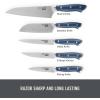 DASH Zakarian by DASH 11-Piece German Steel Kitchen Knife Set with 7″ Chef, 5″ Santoku, 5″ Serrated Utility, 3.5″ Paring, 6 Steak Knives and Magnetic Bamboo Knife Block, Blue(11 Piece Knife Block Set  Blue)