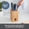DASH Zakarian by DASH 11-Piece German Steel Kitchen Knife Set with 7″ Chef, 5″ Santoku, 5″ Serrated Utility, 3.5″ Paring, 6 Steak Knives and Magnetic Bamboo Knife Block, Blue(Knife Block)