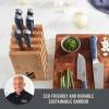 DASH Zakarian by DASH 11-Piece German Steel Kitchen Knife Set with 7″ Chef, 5″ Santoku, 5″ Serrated Utility, 3.5″ Paring, 6 Steak Knives and Magnetic Bamboo Knife Block, Blue(Knife Block)