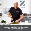 DASH Zakarian by DASH 11-Piece German Steel Kitchen Knife Set with 7″ Chef, 5″ Santoku, 5″ Serrated Utility, 3.5″ Paring, 6 Steak Knives and Magnetic Bamboo Knife Block, Blue(11 Piece Knife Block Set  Blue)