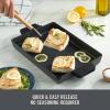 DASH Zakarian by Dash 9″x13″ Nonstick Cast Iron Pan with Pour Spout and Removable Silicone Grips for Searing, Baking, Broiling, Grilling and more – Grey(Black)