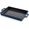 DASH Zakarian by Dash 9″x13″ Nonstick Cast Iron Pan with Pour Spout and Removable Silicone Grips for Searing, Baking, Broiling, Grilling and more – Grey(Blue)
