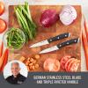 Zakarian by Dash 2 Piece Chef Grade German Steel Paring Knife Set with Smooth and Serrated Blades for Chopping, Dicing, Mincing, Slicing and More – White(Black)