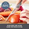 Zakarian by Dash 2 Piece Chef Grade German Steel Paring Knife Set with Smooth and Serrated Blades for Chopping, Dicing, Mincing, Slicing and More – White(Gray)