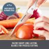 Zakarian by Dash 2 Piece Chef Grade German Steel Paring Knife Set with Smooth and Serrated Blades for Chopping, Dicing, Mincing, Slicing and More – White(White)