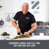 Zakarian by Dash 7″ Chef Grade German Steel Rocking Chef Knife with Sheath for Chopping and Slicing – Black