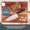 Zakarian by Dash 7″ Chef Grade German Steel Rocking Chef Knife with Sheath for Chopping and Slicing – Black
