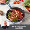 Zakarian by Dash 9.5 Inch Small Nonstick Cast Iron Skillet, Titanium Ceramic Coated Frying Pan, Blue(Zakarian Blue)